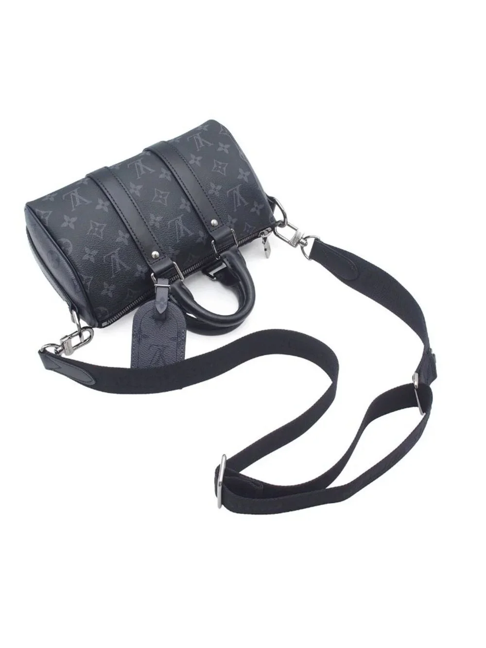 Louis Vuitton Keepall Bandouliere 25 Black Monogram Eclipse 2-Way Shoulder Bag